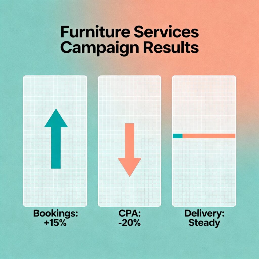Bookings up, CPA down, steady ad delivery across peak season